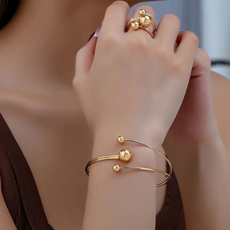 Justerbar metallring og armbåndssett
